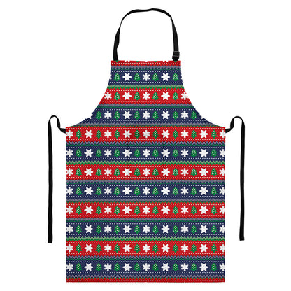 Scandinavian Christmas Pattern Print Bib Apron With Pocket