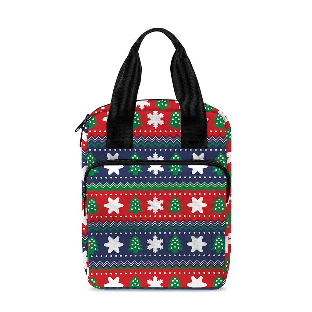 Scandinavian Christmas Pattern Print Bible Tote Bag