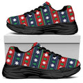 Scandinavian Christmas Pattern Print Black Chunky Shoes