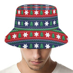 Scandinavian Christmas Pattern Print Bucket Hat