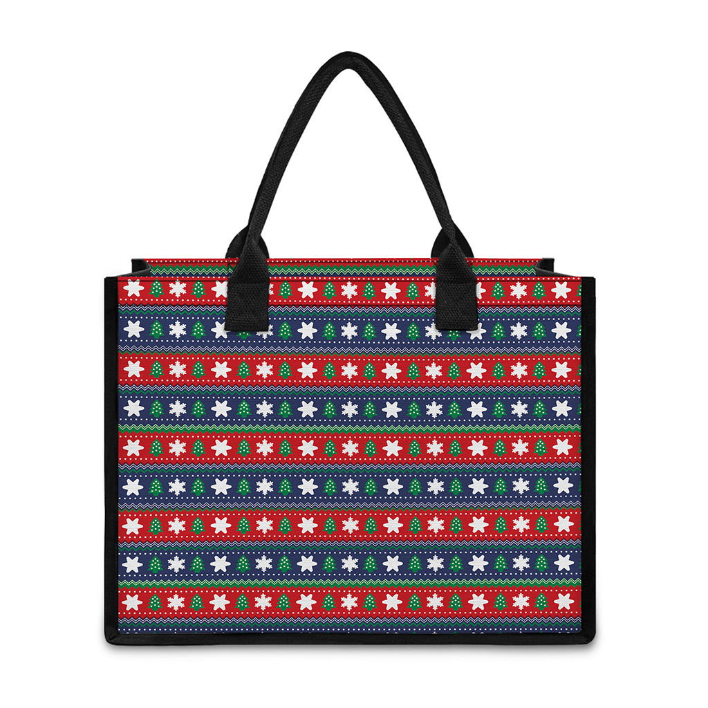 Scandinavian Christmas Pattern Print Canvas Tote Bag