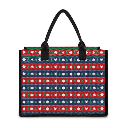 Scandinavian Christmas Pattern Print Canvas Tote Bag