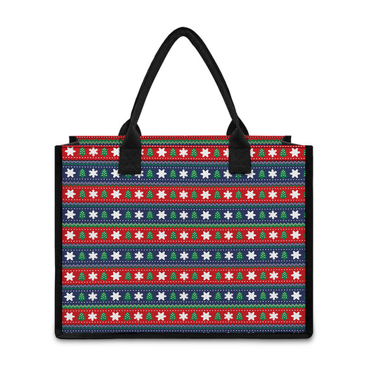 Scandinavian Christmas Pattern Print Canvas Tote Bag