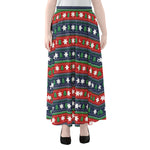 Scandinavian Christmas Pattern Print Chiffon Maxi Skirt