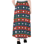 Scandinavian Christmas Pattern Print Chiffon Maxi Skirt