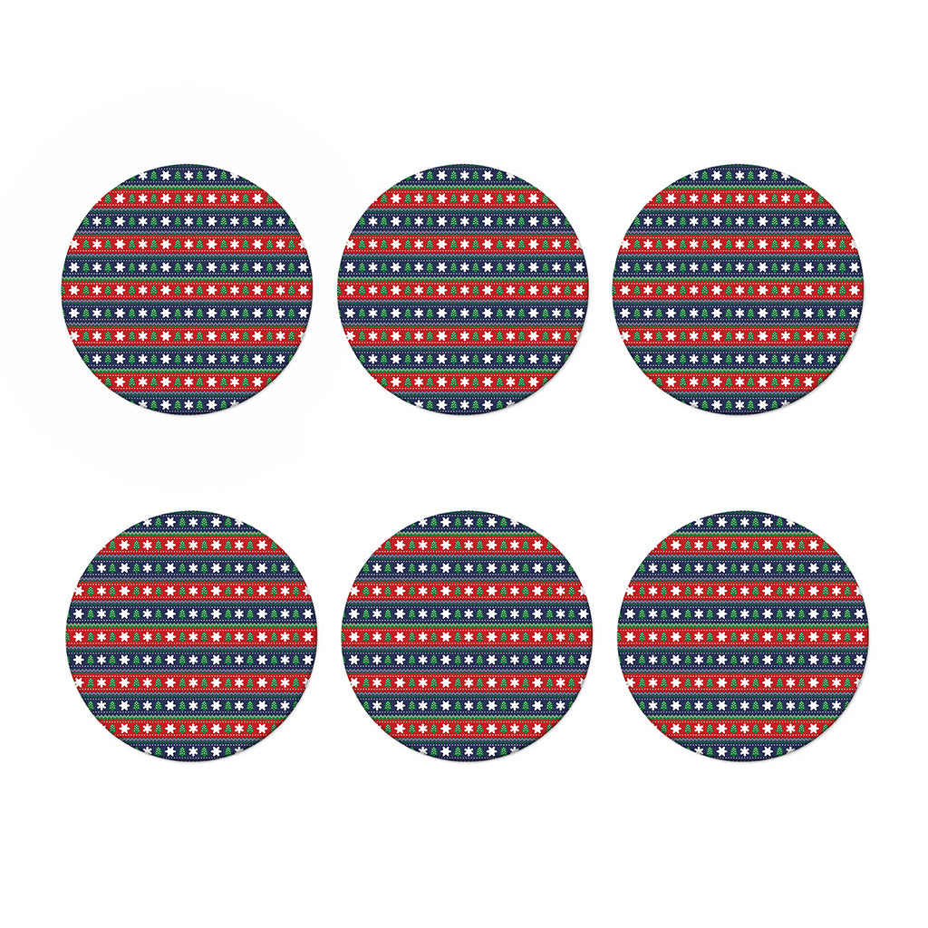 Scandinavian Christmas Pattern Print Coaster Set