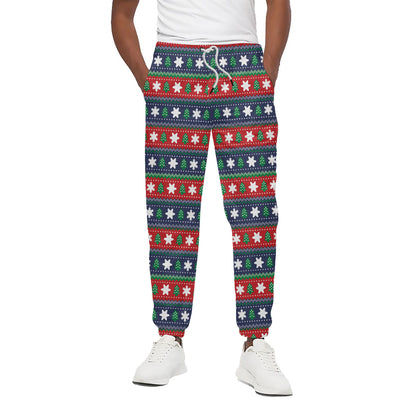 Scandinavian Christmas Pattern Print Cotton Pants