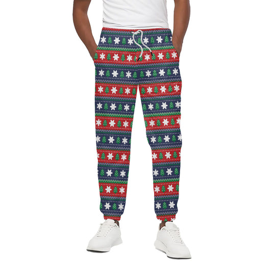 Scandinavian Christmas Pattern Print Cotton Pants