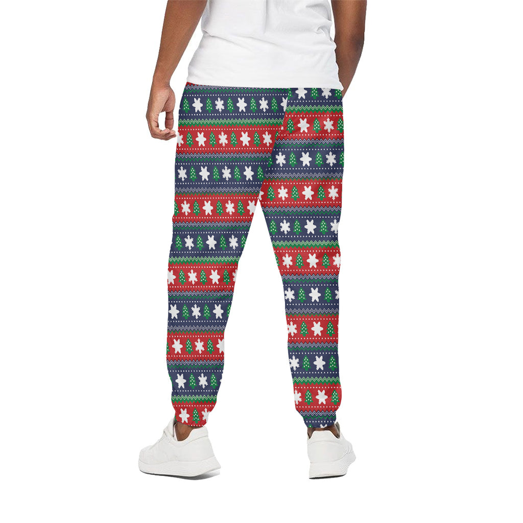 Scandinavian Christmas Pattern Print Cotton Pants