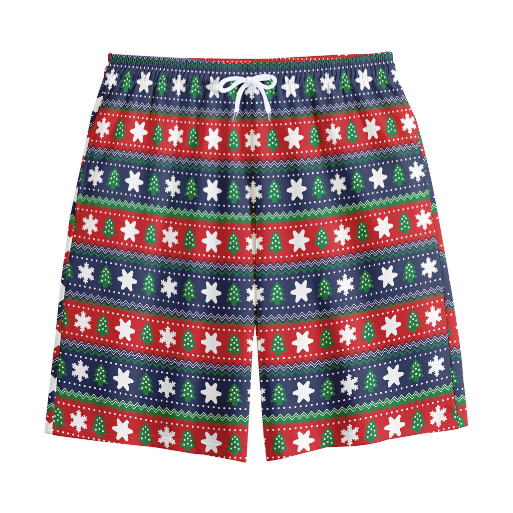 Scandinavian Christmas Pattern Print Cotton Shorts