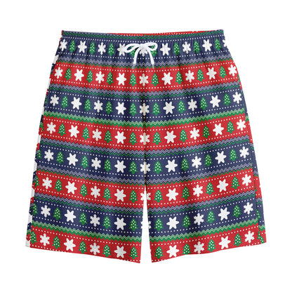 Scandinavian Christmas Pattern Print Cotton Shorts