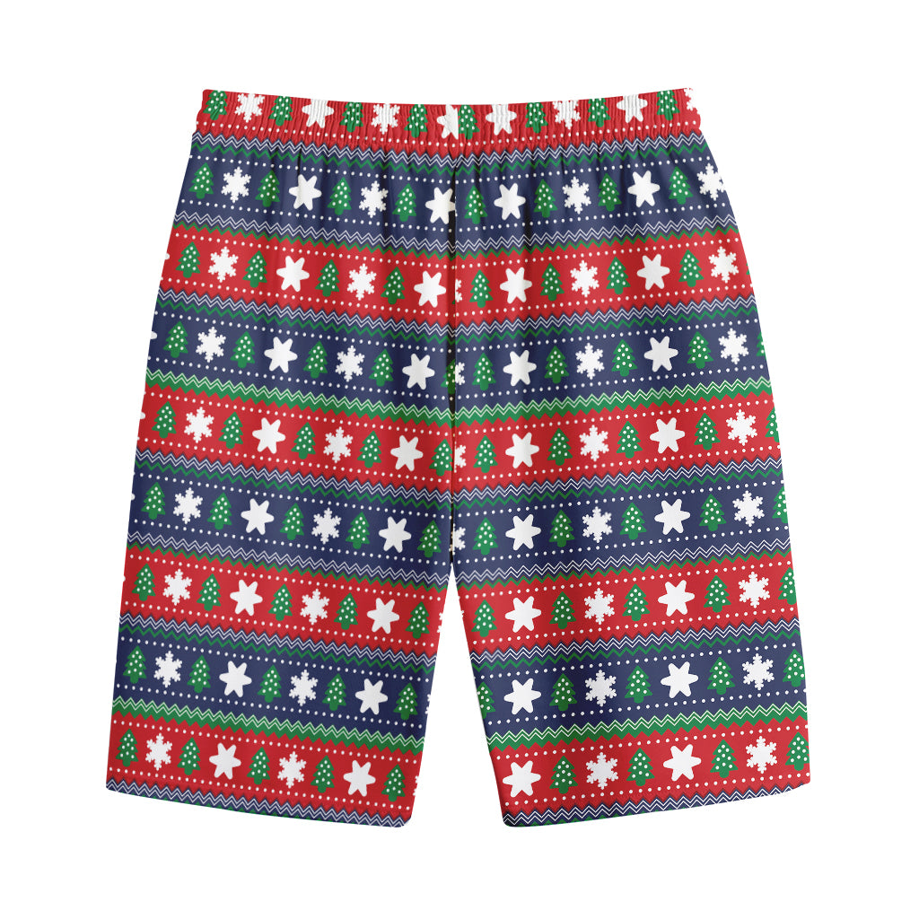Scandinavian Christmas Pattern Print Cotton Shorts