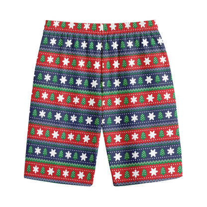 Scandinavian Christmas Pattern Print Cotton Shorts