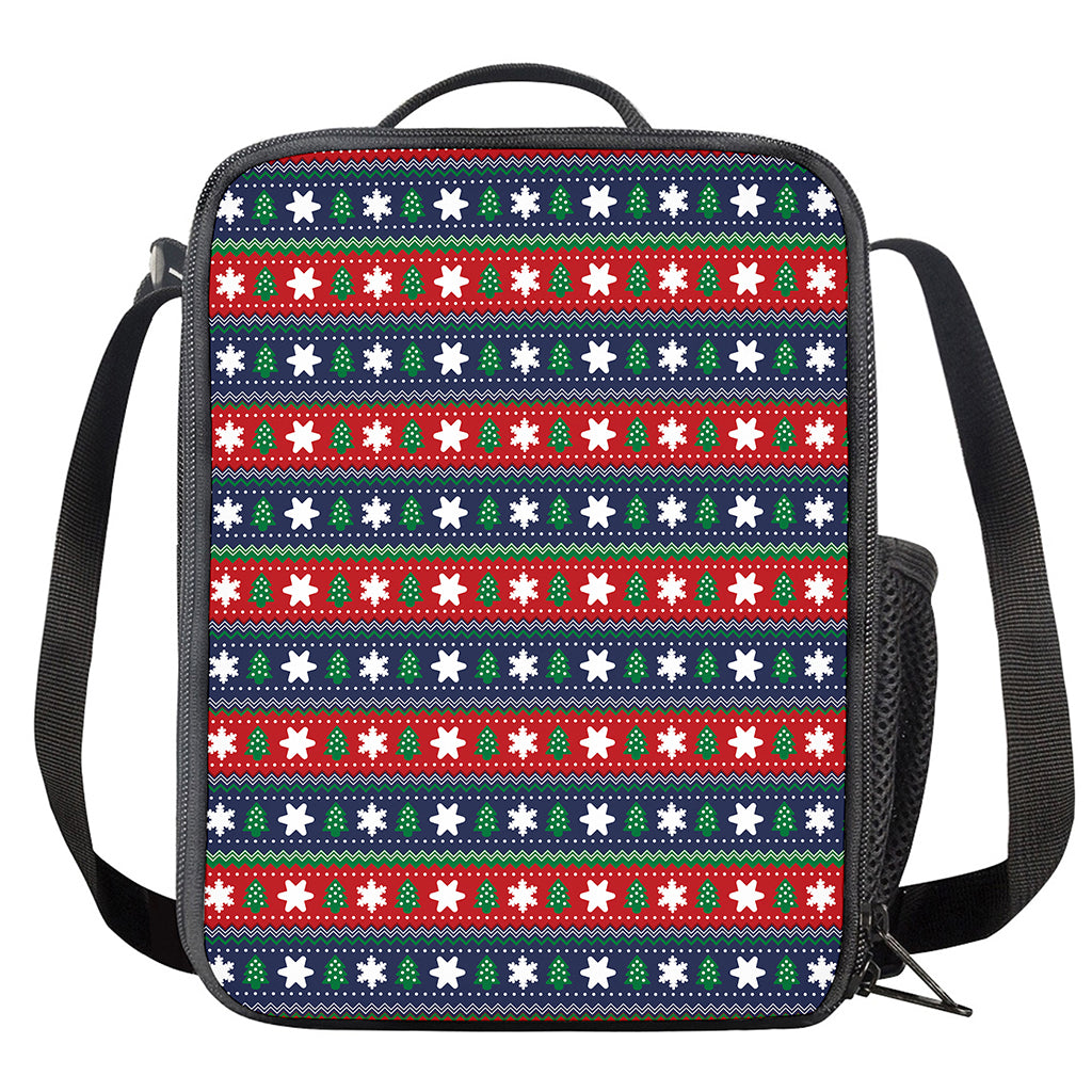 Scandinavian Christmas Pattern Print Crossbody Lunch Bag