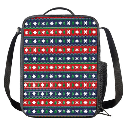 Scandinavian Christmas Pattern Print Crossbody Lunch Bag