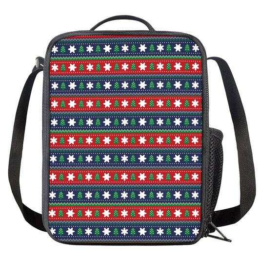 Scandinavian Christmas Pattern Print Crossbody Lunch Bag