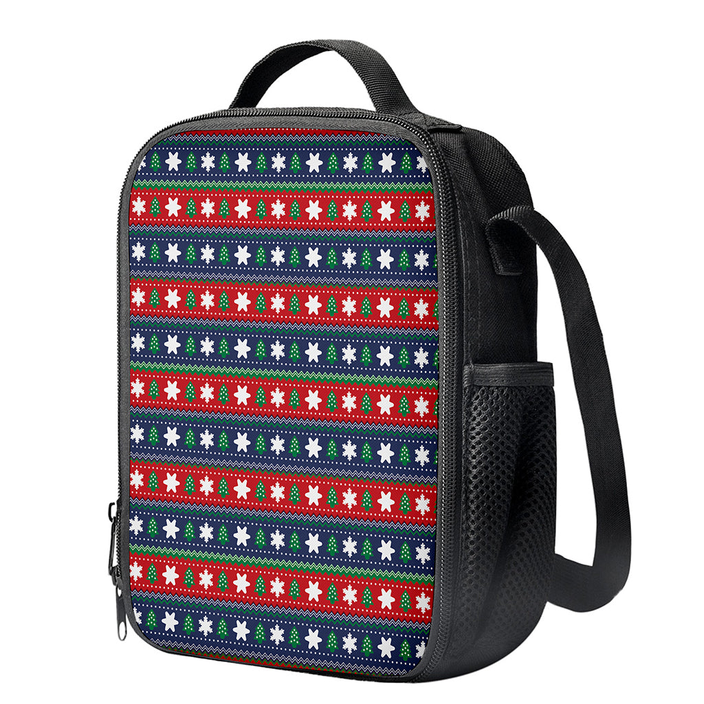 Scandinavian Christmas Pattern Print Crossbody Lunch Bag