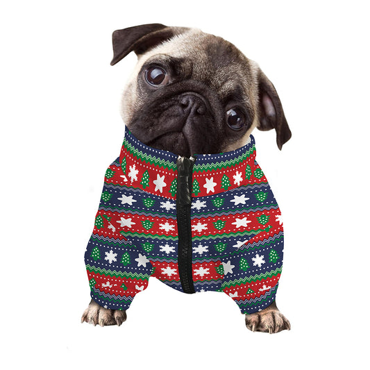 Scandinavian Christmas Pattern Print Dog Zip Up Jacket