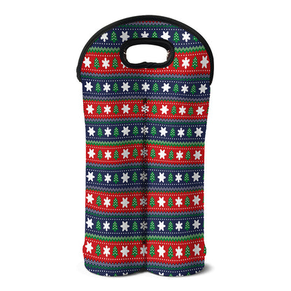 Scandinavian Christmas Pattern Print Double Neoprene Wine Tote