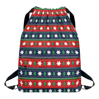 Scandinavian Christmas Pattern Print Drawstring Backpack