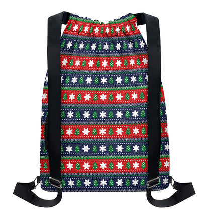 Scandinavian Christmas Pattern Print Drawstring Backpack