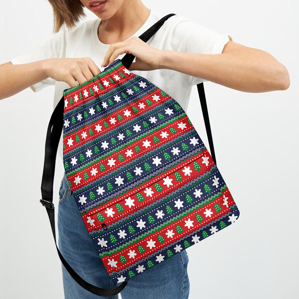 Scandinavian Christmas Pattern Print Drawstring Backpack