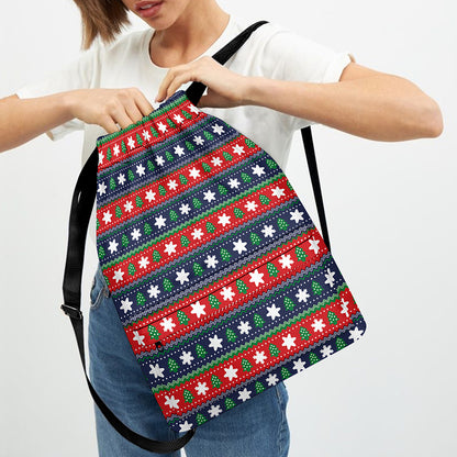 Scandinavian Christmas Pattern Print Drawstring Backpack
