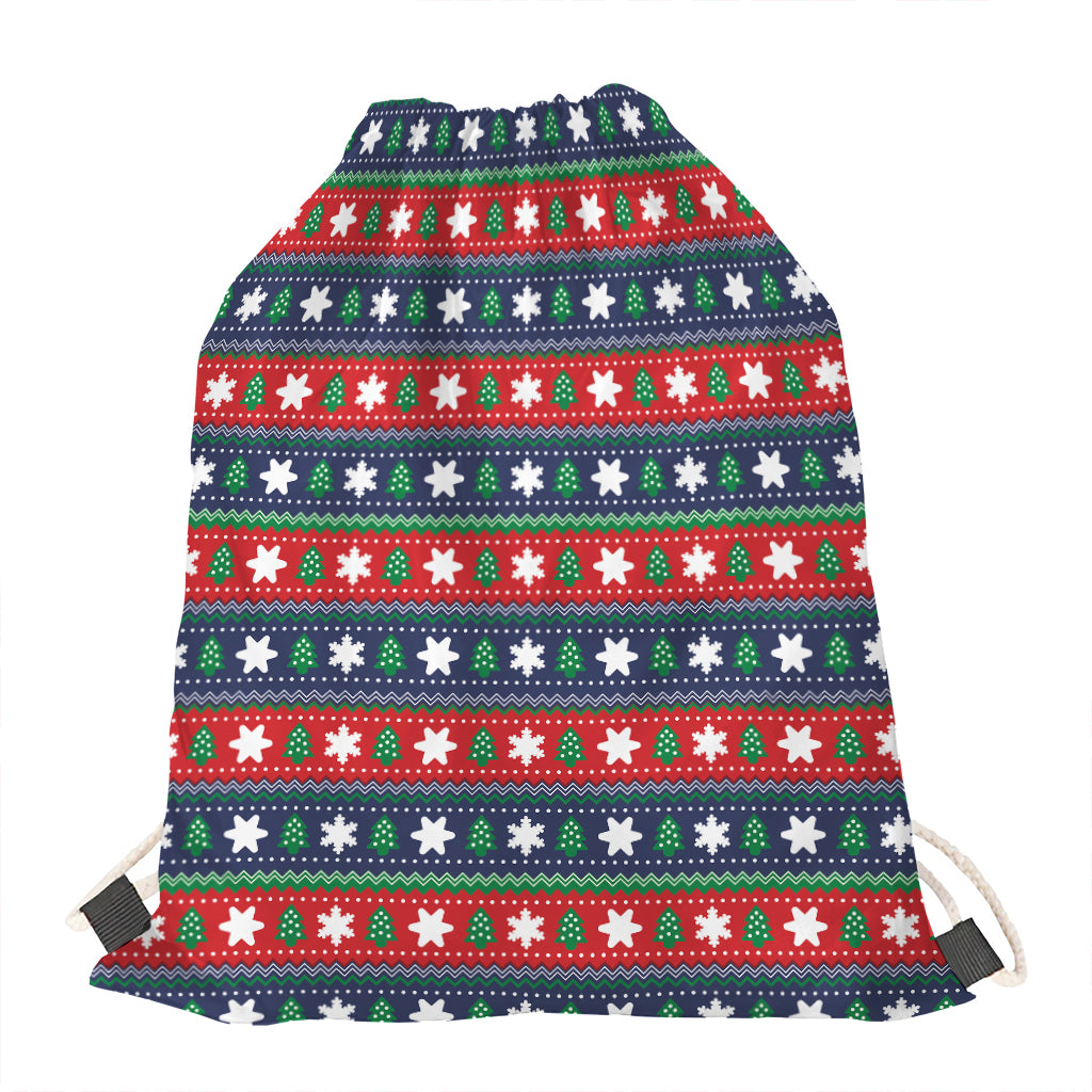 Scandinavian Christmas Pattern Print Drawstring Bag