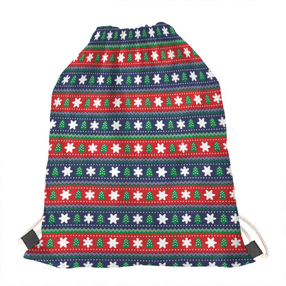 Scandinavian Christmas Pattern Print Drawstring Bag
