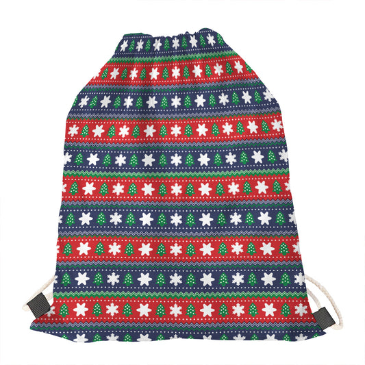 Scandinavian Christmas Pattern Print Drawstring Bag