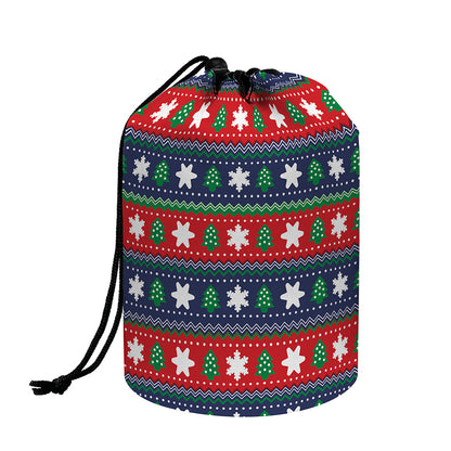 Scandinavian Christmas Pattern Print Drawstring Makeup Bag