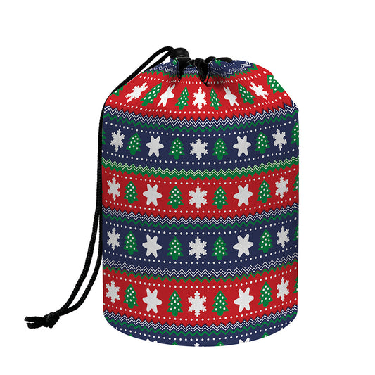 Scandinavian Christmas Pattern Print Drawstring Makeup Bag