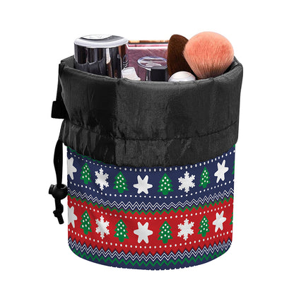 Scandinavian Christmas Pattern Print Drawstring Makeup Bag