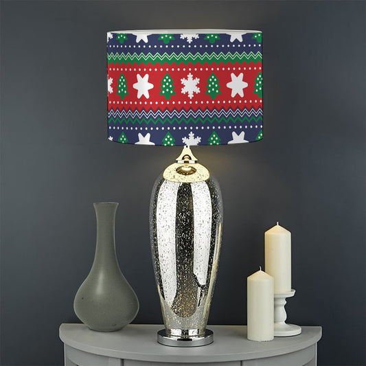 Scandinavian Christmas Pattern Print Drum Lamp Shade