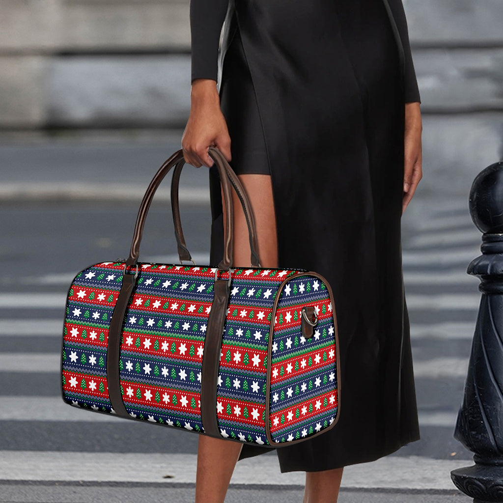 Scandinavian Christmas Pattern Print Duffle Bag