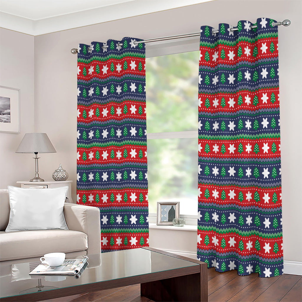 Scandinavian Christmas Pattern Print Extra Wide Grommet Curtains