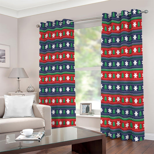 Scandinavian Christmas Pattern Print Extra Wide Grommet Curtains