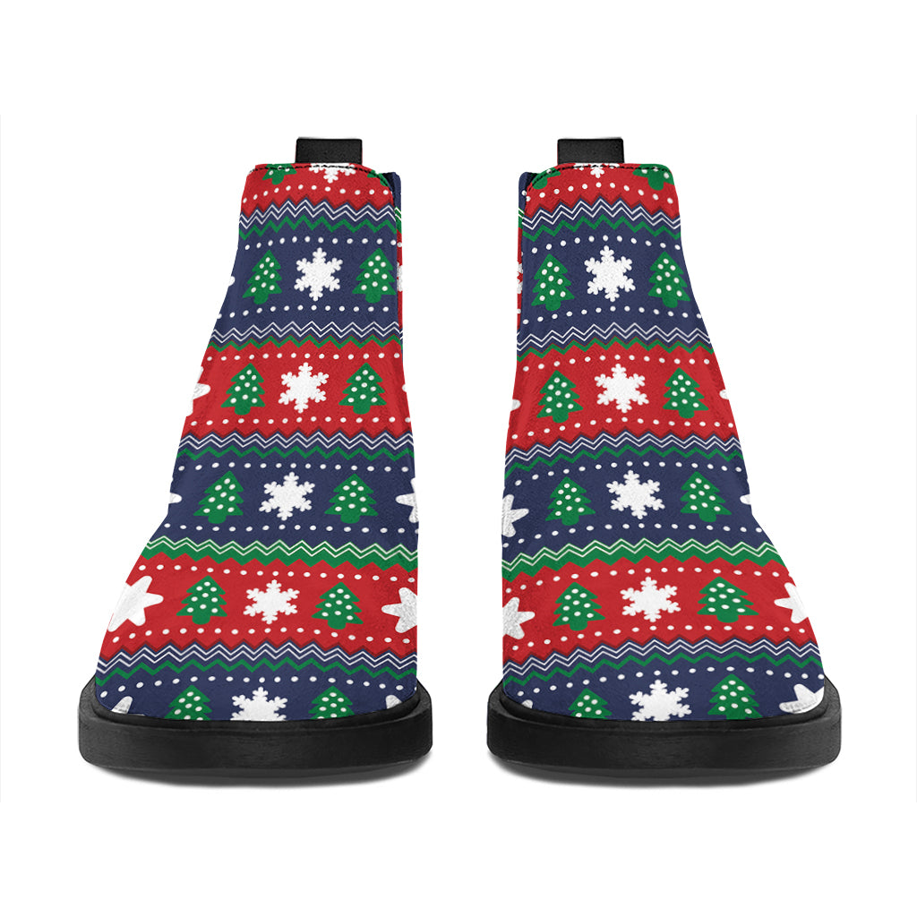 Scandinavian Christmas Pattern Print Flat Ankle Boots