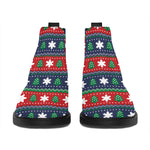 Scandinavian Christmas Pattern Print Flat Ankle Boots