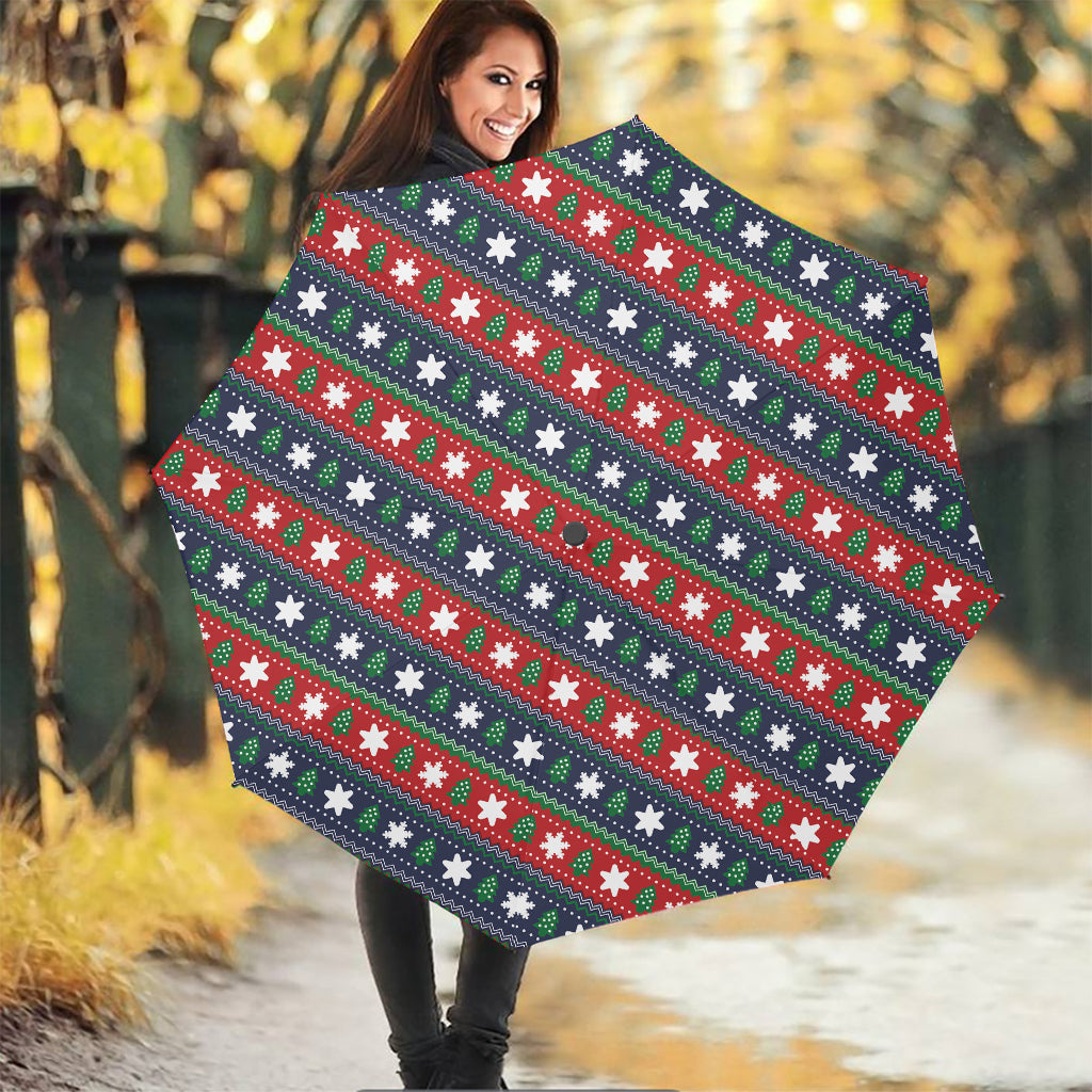 Scandinavian Christmas Pattern Print Foldable Umbrella