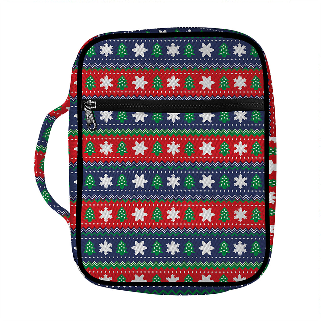 Scandinavian Christmas Pattern Print Front Pocket Bible Bag