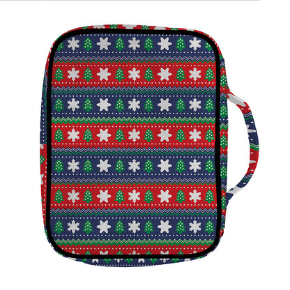 Scandinavian Christmas Pattern Print Front Pocket Bible Bag