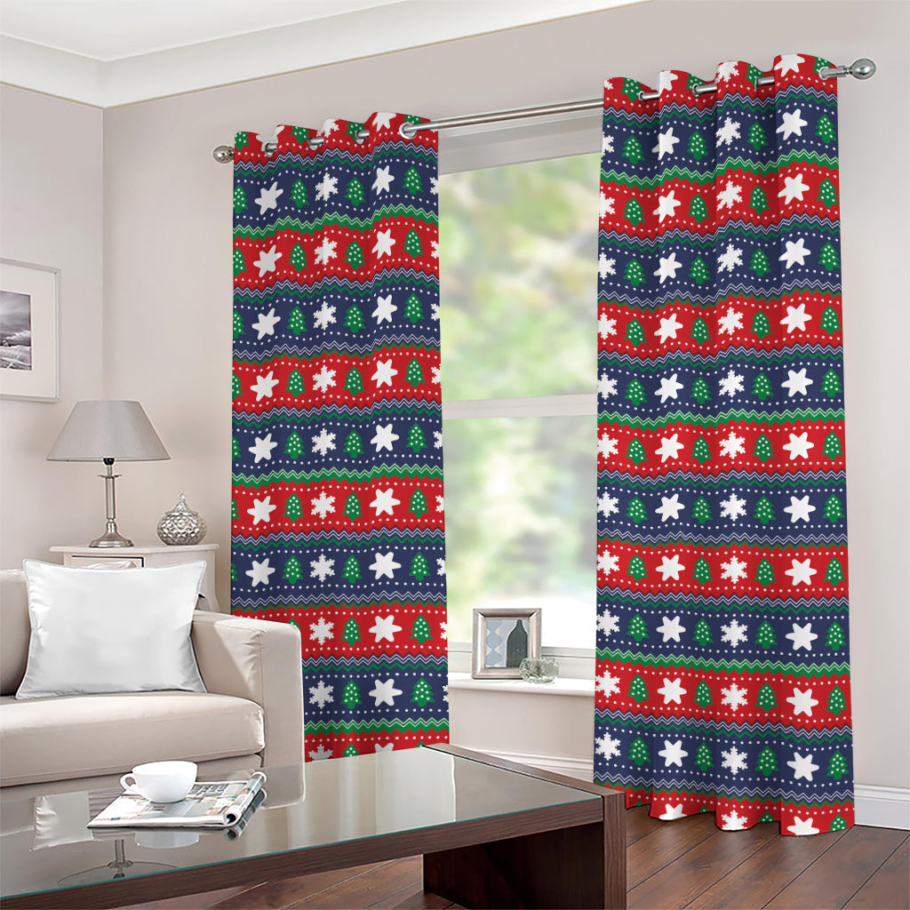 Scandinavian Christmas Pattern Print Grommet Curtains