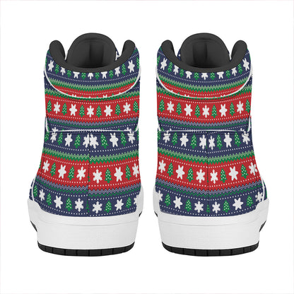 Scandinavian Christmas Pattern Print High Top Leather Sneakers
