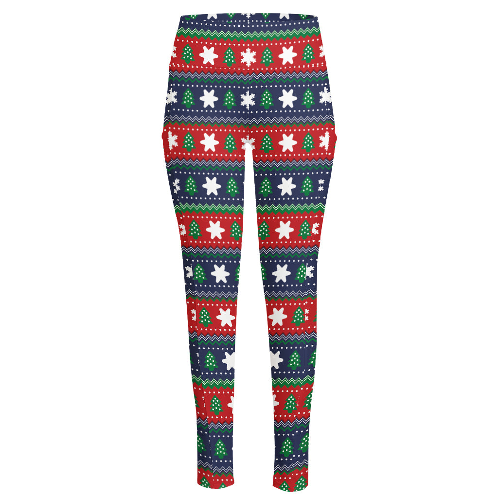 Scandinavian Christmas Pattern Print High-Waisted Pocket Leggings