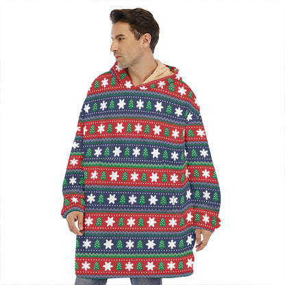 Scandinavian Christmas Pattern Print Hoodie Blanket