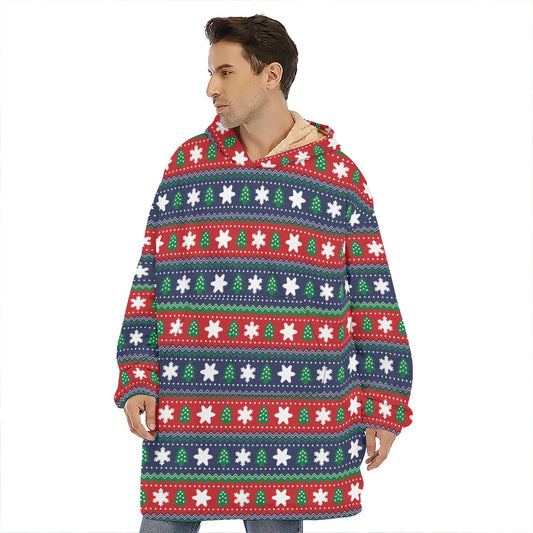 Scandinavian Christmas Pattern Print Hoodie Blanket