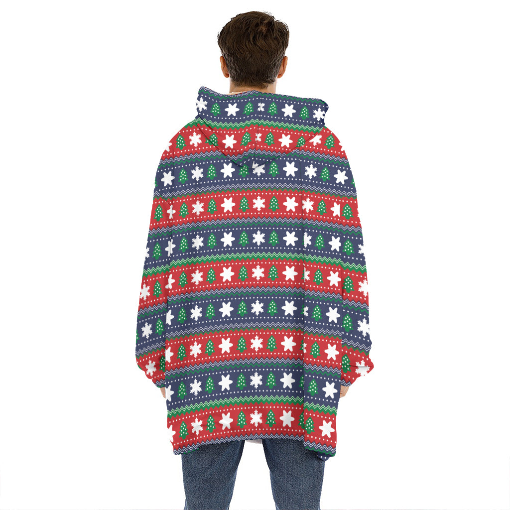 Scandinavian Christmas Pattern Print Hoodie Blanket
