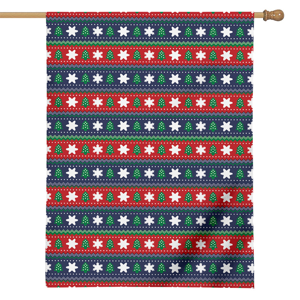 Scandinavian Christmas Pattern Print House Flag