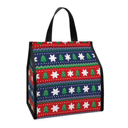 Scandinavian Christmas Pattern Print Insulated Lunch Tote